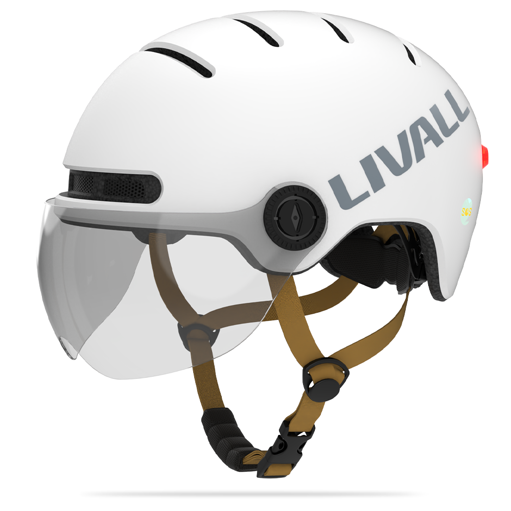 LIVALL L23 cycling white smart helmet with removable visor