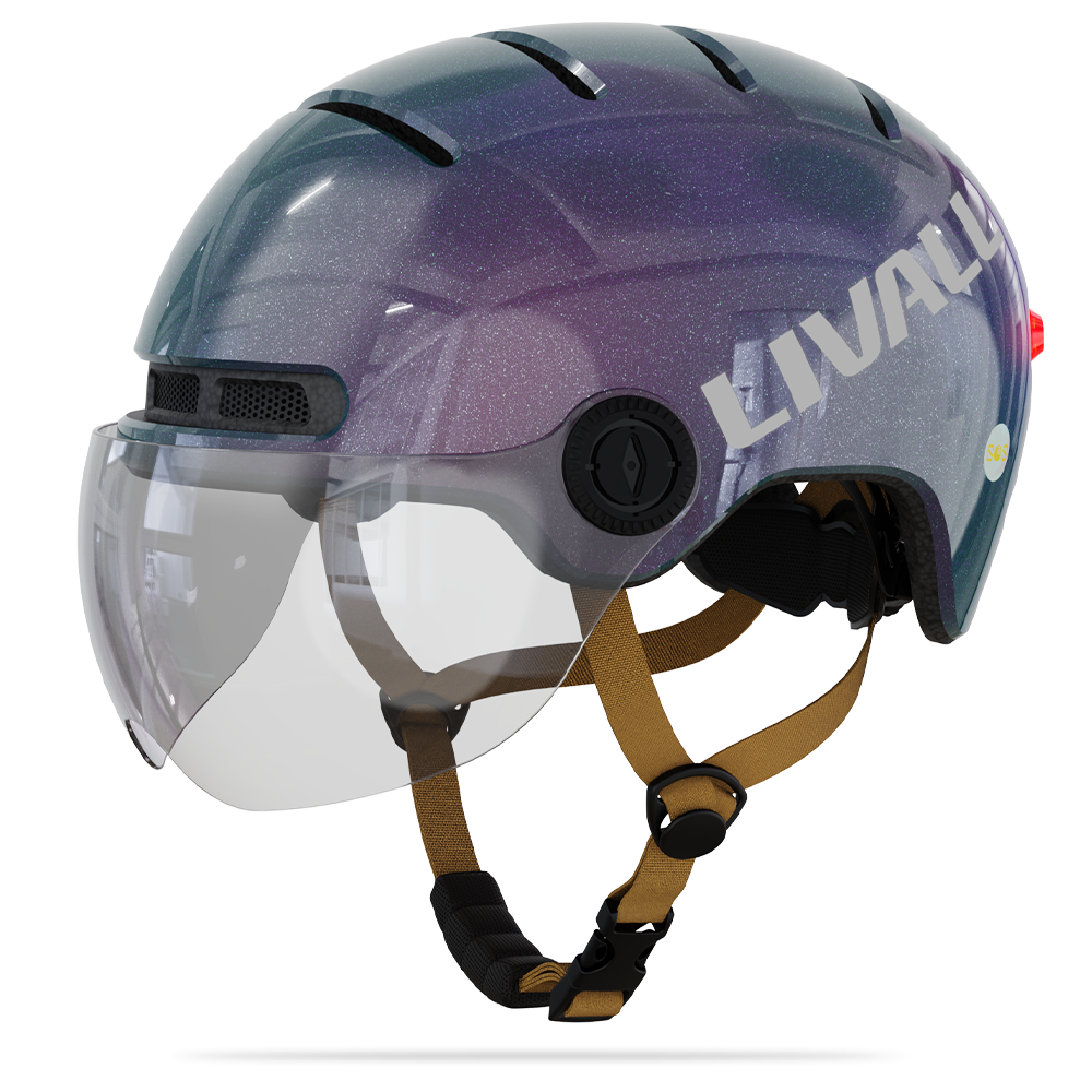 LIVALL L23 cycling purple and blue smart helmet with removable visor